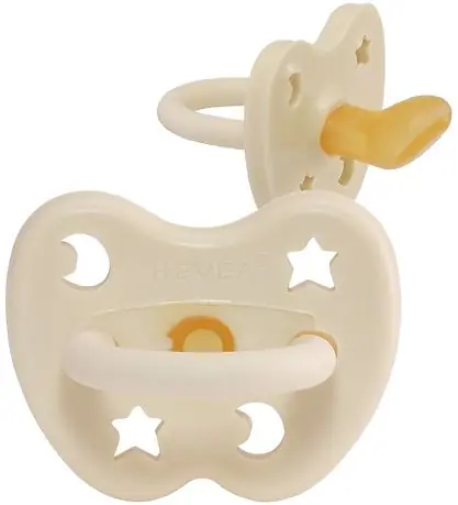 Hevea Napp - 3-36 mån. - Stjärna/Måne - Naturgummi - Milky White Rabatt