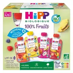 Reapris HiPP 100% Frukt från 4/6 Månader Bio 8 Klämpåsar