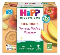 HiPP 100% Frukt Äpplen Päron Mango från 8 månader Ekologisk 4 Bägare Begränsad tid