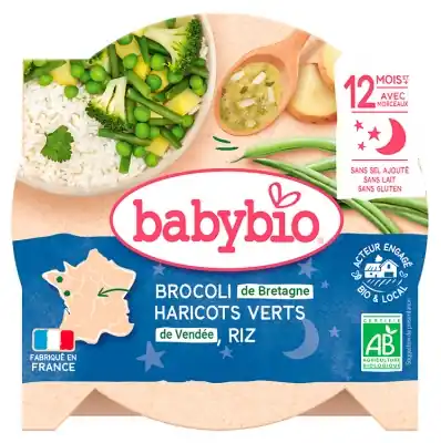 Lågt pris Babybio Bonne Nuit Broccolidelikatess Gröna bönor Ris 12 Månader och + Ekologisk 230 g