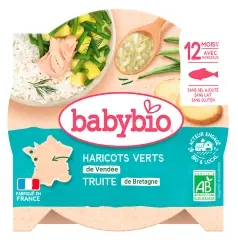 Babybio Cocotte med Gröna Bönor Öring 12 Månader och + Ekologisk 230 g Beställ nu