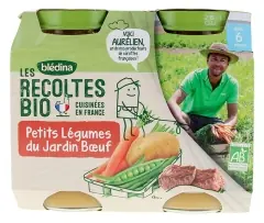 Bästa pris Blédina Les Récoltes Bio Små Trädgårdsgrönsaker Nötkött från 6 Månader Bio 2 Burkar