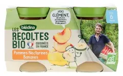 Begränsat antal Blédina Les Récoltes Bio Äpple Nektarin Banan från 6 Månader Ekologisk 2 Burkar