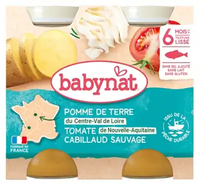 Babybio Babynat Potatis Tomat Vild Torsk 6 Månader och + 2 Burk à 200 g Begränsad tid