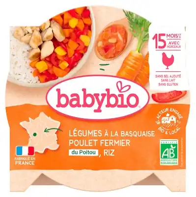 Begränsat erbjudande Babybio Grönsaker à la Basquaise Gårdskyckling Ris 15 Månader och + 260 g