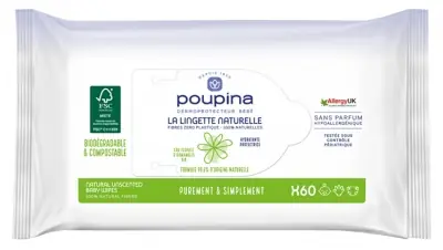 Nedsatt pris Poupina Naturliga Våtservetter 60 Servetter