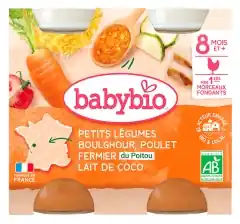 Köp online Babybio Små Grönsaker Bulgur Gårdskyckling Kokosmjölk 8 Månader och + Ekologisk 2 Burkar à 200 g