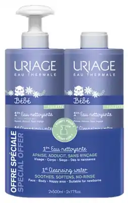 Säker betalning Uriage Bebis 1 a Rengöringsvatten Paket med 2 x 500 ml