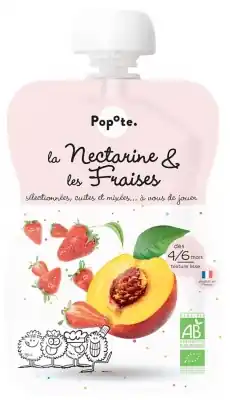 Kampanjpris Popote Pouch Nektarin & Jordgubbar Kompott Från 4/6 Månader Ekologisk 120 g