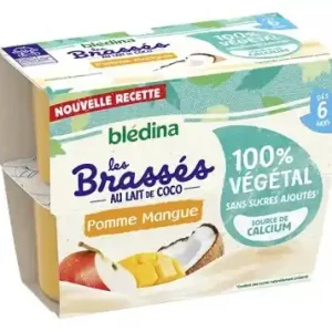 Blédina Les Brassés med Kokosmjölk Äpple Mango från 6 Månader 4 Burkar Kampanjpris