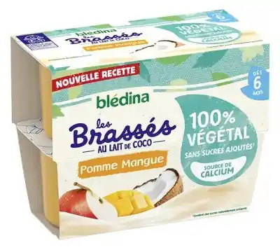 Blédina Les Brassés med Kokosmjölk Äpple Mango från 6 Månader 4 Burkar Kampanjpris