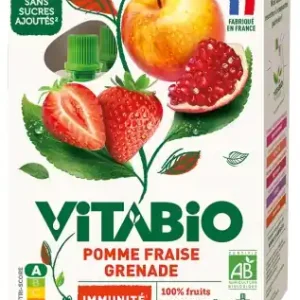 Vitabio Äpple Jordgubb Granatäpple Ekologisk 4 Påsar à 100 g I lager