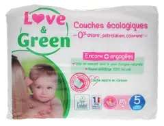 Expressleverans Love & Green Hypoallergena Blöjor 40 Blöjor Storlek 5 (11-25 kg)