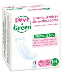 Köp online Love & Green Ultra-Absorberande Engångsinlägg för Tvättbara Blöjor M/L 20 Inlägg