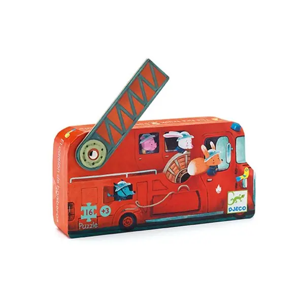 Säker betalning Djeco Pussel 16 bitar, fire truck