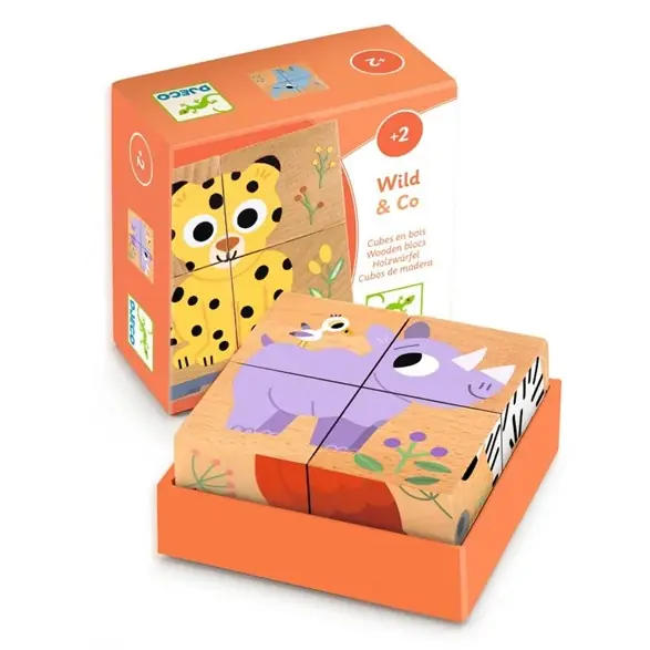 Outlet Djeco Kubpussel, wild & co