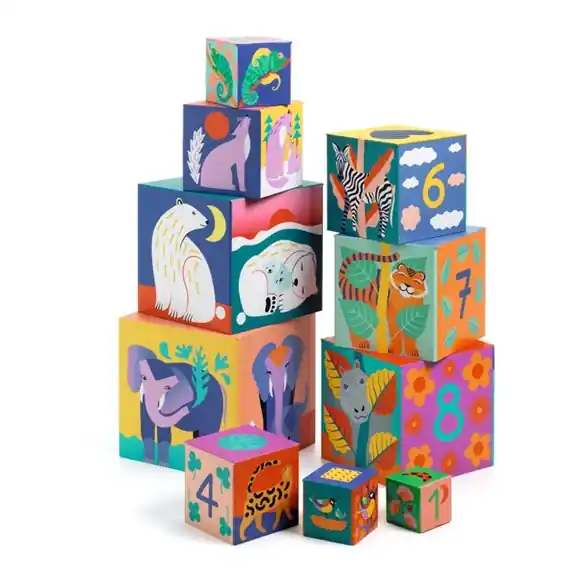Djeco 10 blocks, wild animals I lager