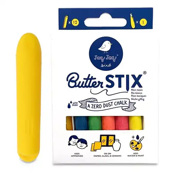 Fynd Jaq Jaq Bird Butterstix dammfria kritor färger (12 st, från Jaq Jaq Bird).