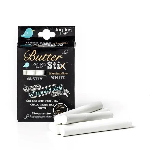 Nedsatt pris Jaq Jaq Bird Butterstix dammfria kritor - vita (12 st, från Jaq Jaq Bird)