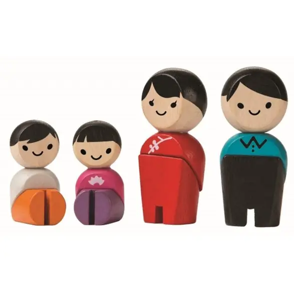 I lager Plan toys Dockfamilj i trä