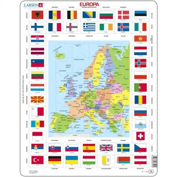Larsen Pussel 70 bitar, karta Europa med flaggor Endast denna vecka