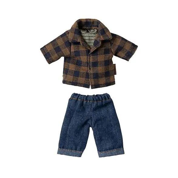 Kundfavorit Maileg Brown checked shirt and pants, dad